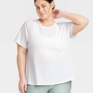 ❤️3X20 ALL IN MOTION  Women Short Sleeves Polyester White Tee | L